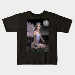 Fairy in moonlight by the sea Kids T-Shirt